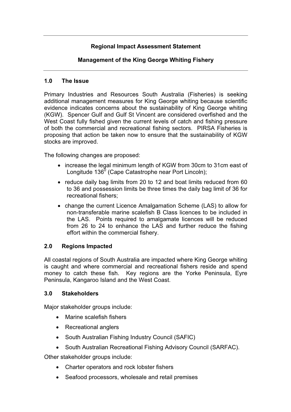 Regional Impact Assessment Statement