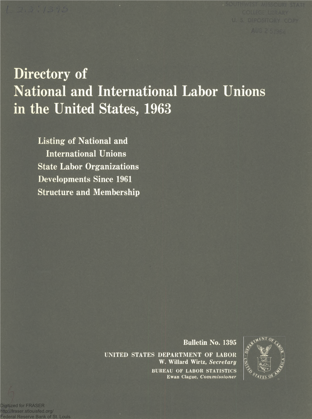 Directory of National and International Labor Unions in the United States, 1963