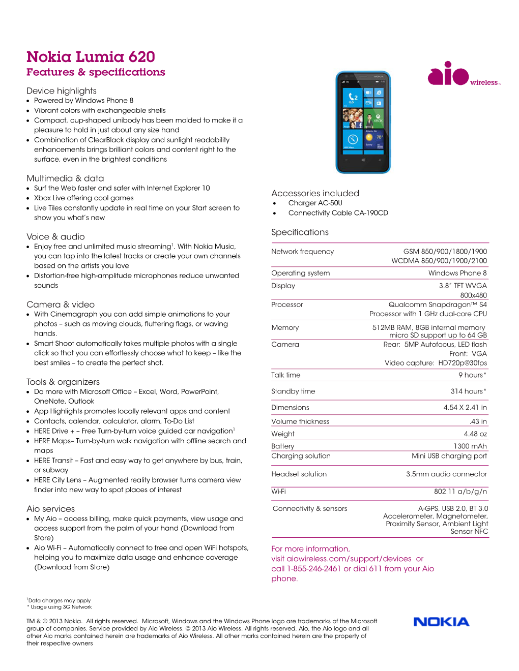 Nokia Lumia 620 Features & Specifications