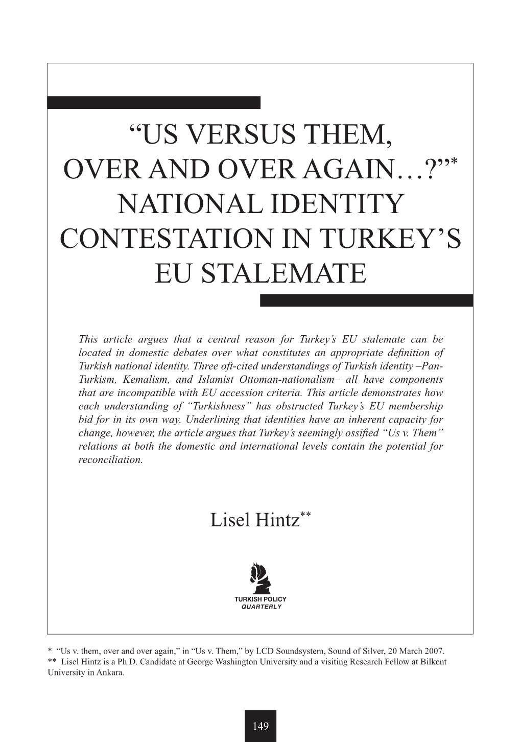 National Identity Contestation in Turkey's Eu