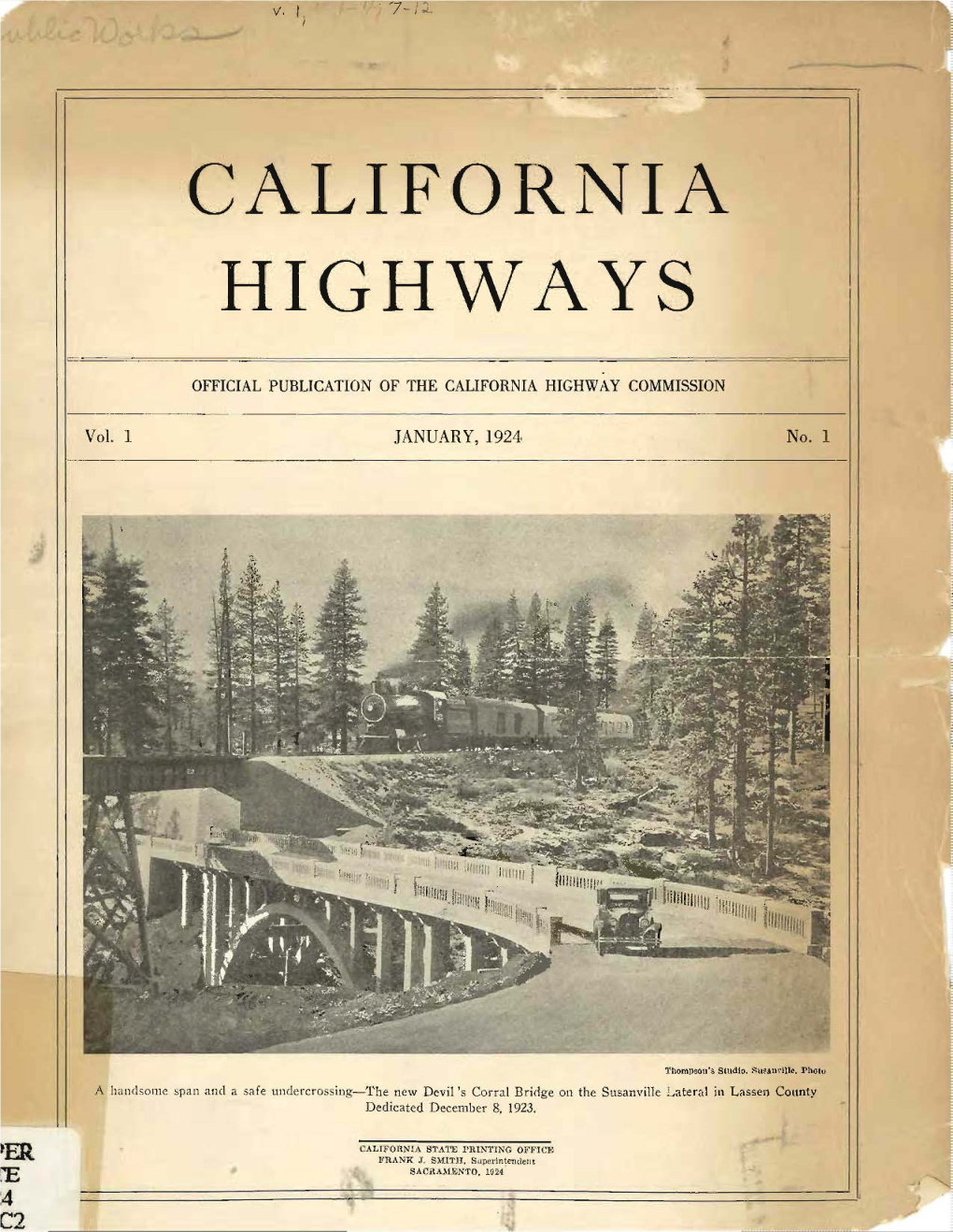 California Highways 1:1 January, 1924