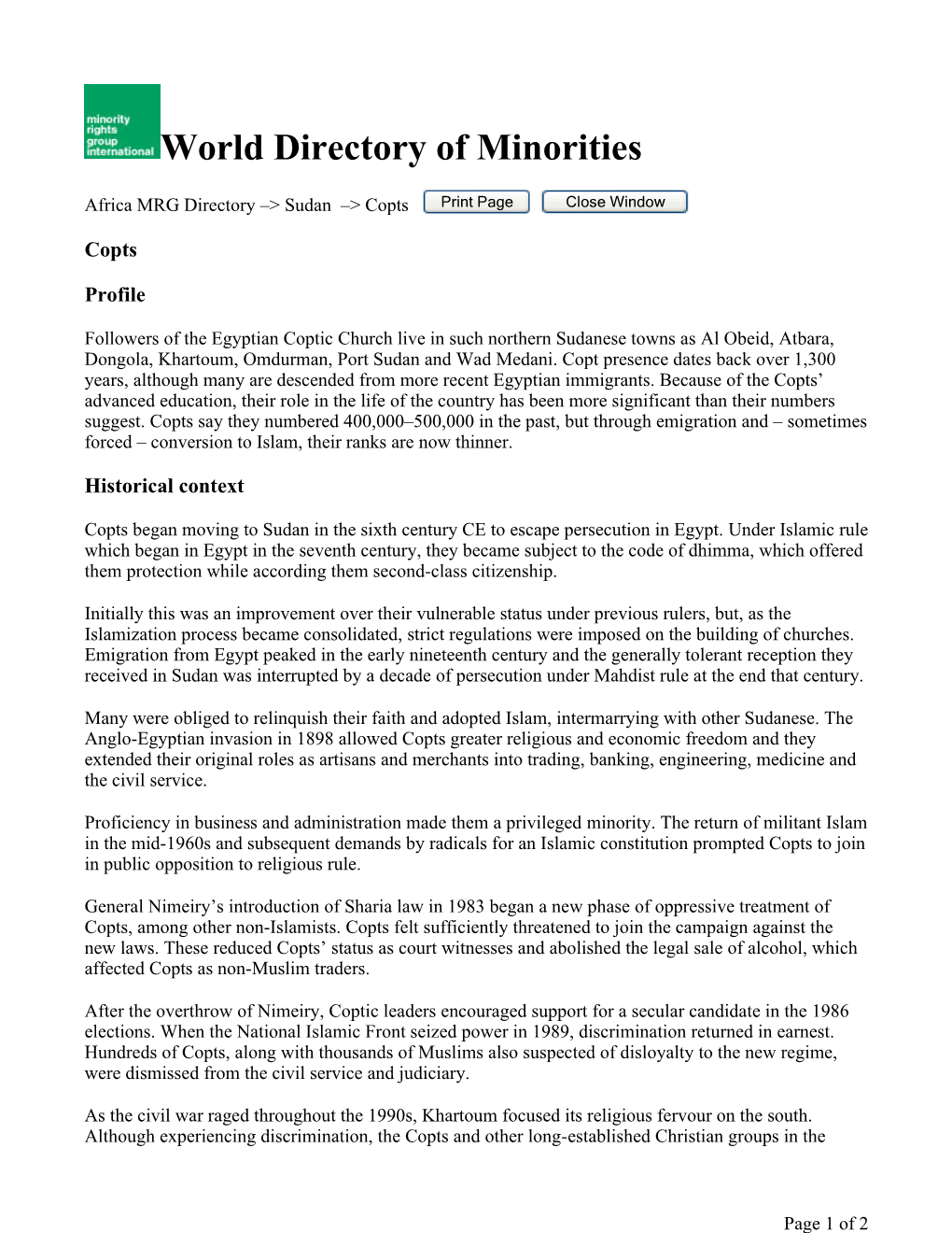 World Directory of Minorities