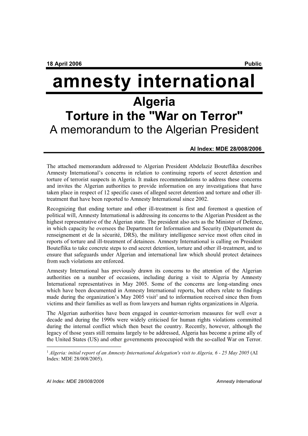 Algeria: Torture In