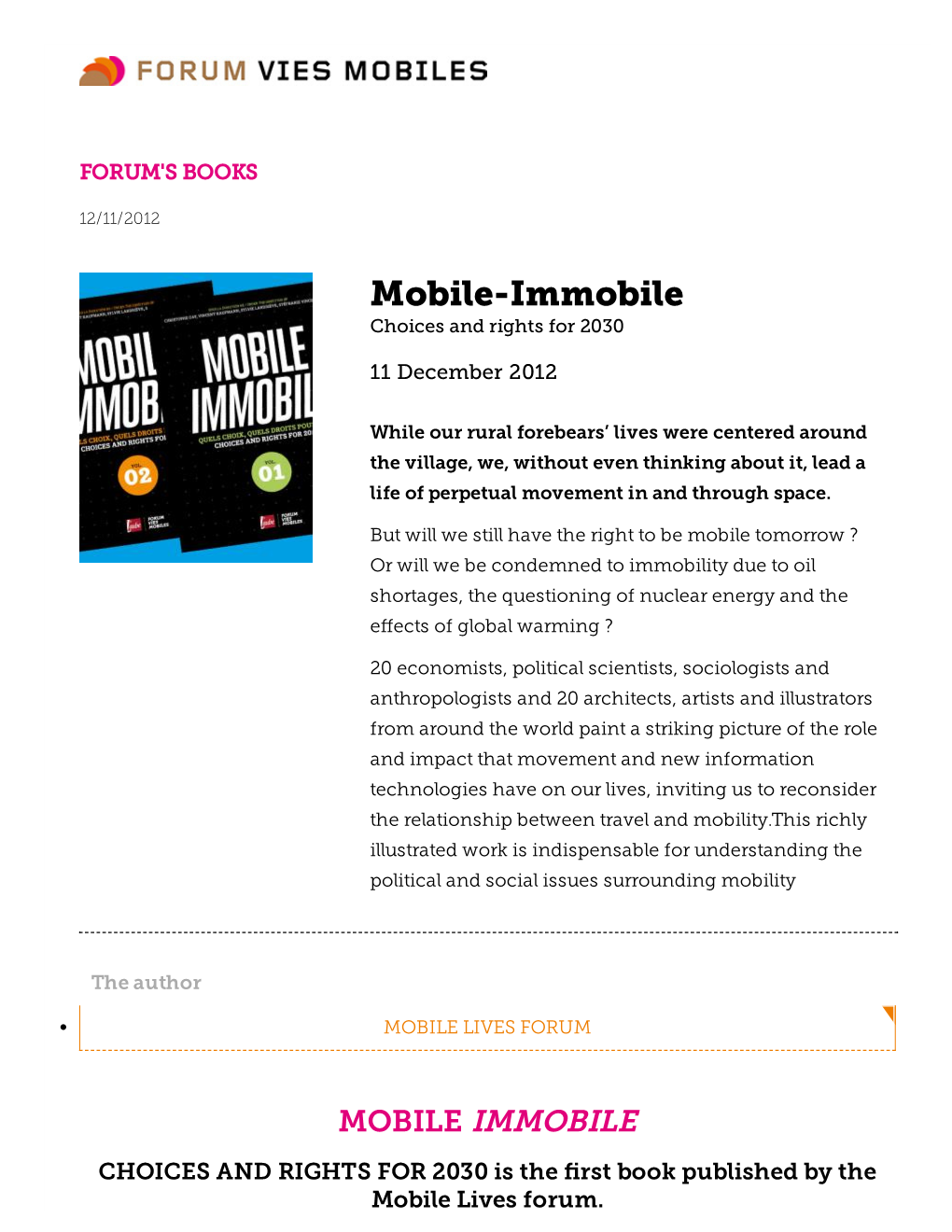 Mobile-Immobile Choices and Rights for 2030