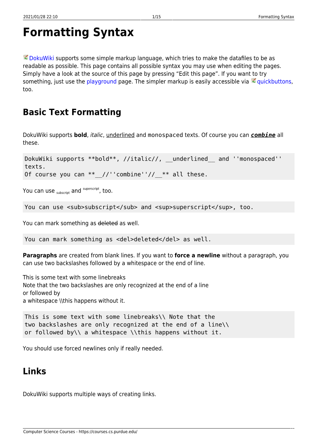 Formatting Syntax Formatting Syntax