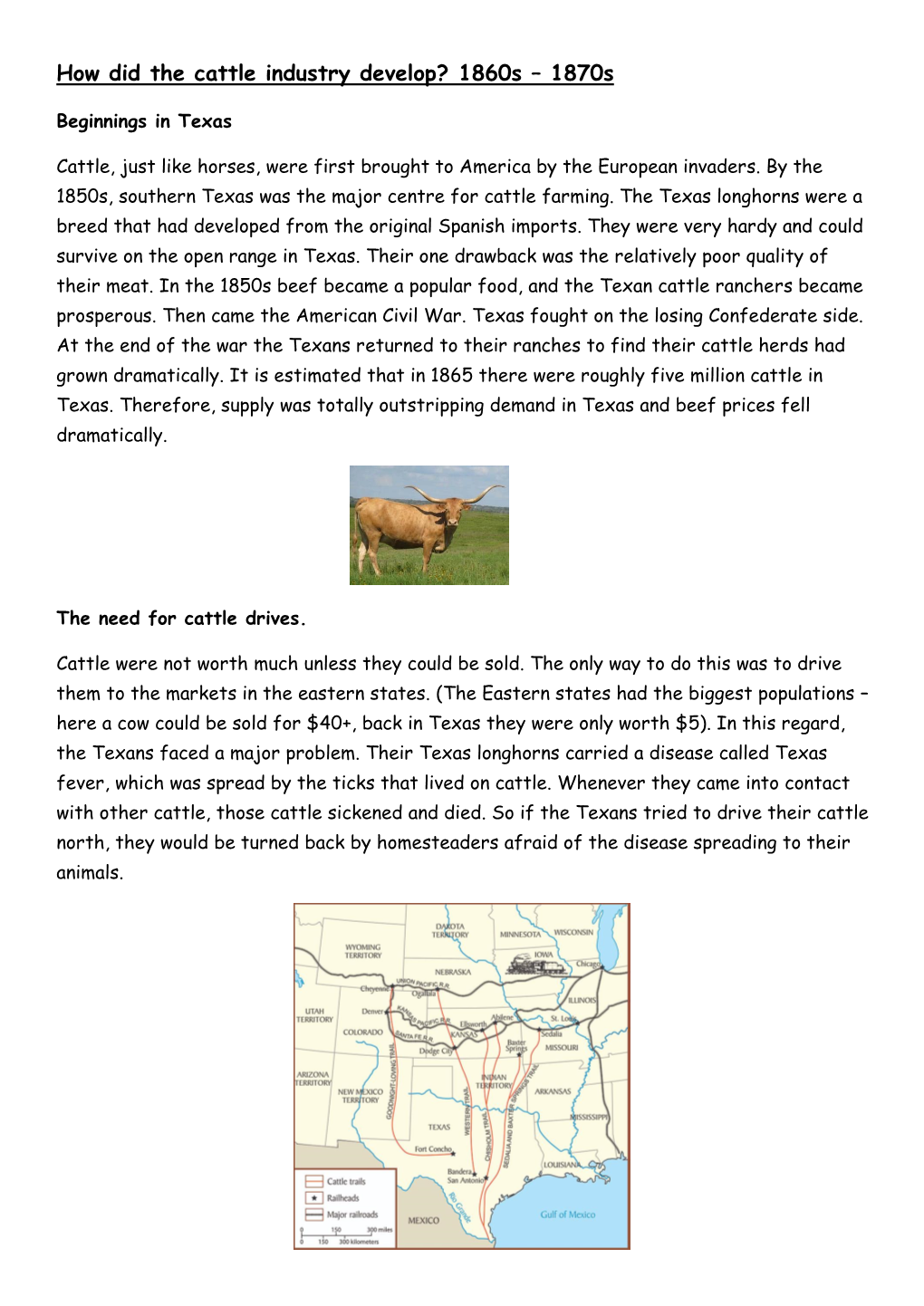 How Did the Cattle Industry Develop? 1860S – 1870S