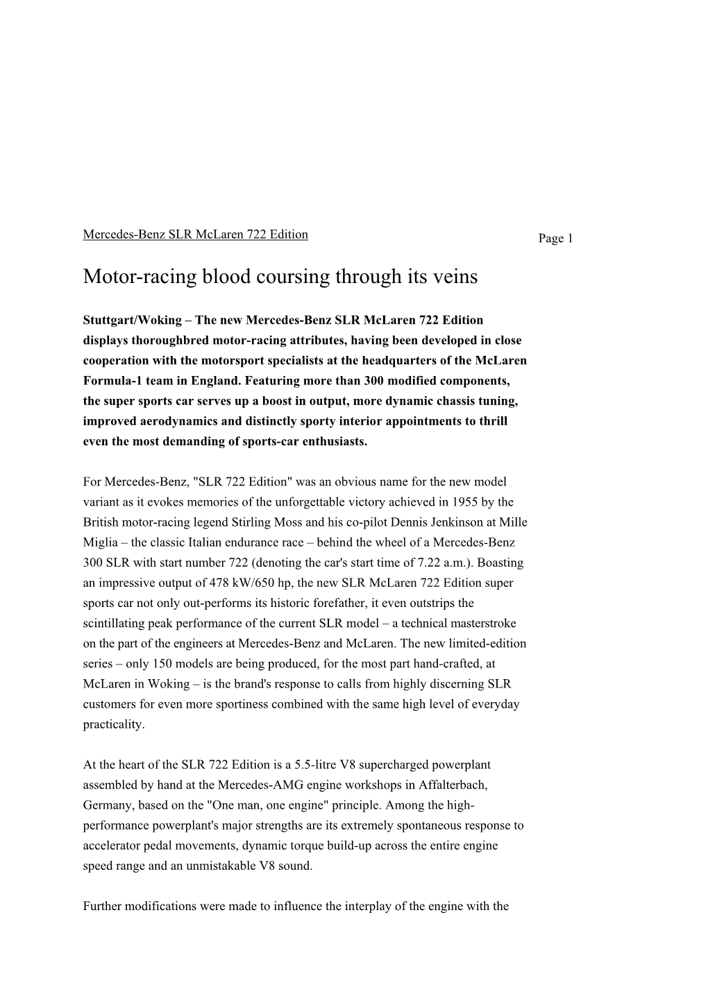 Motor-Racing Blood Coursing Through Its Veins