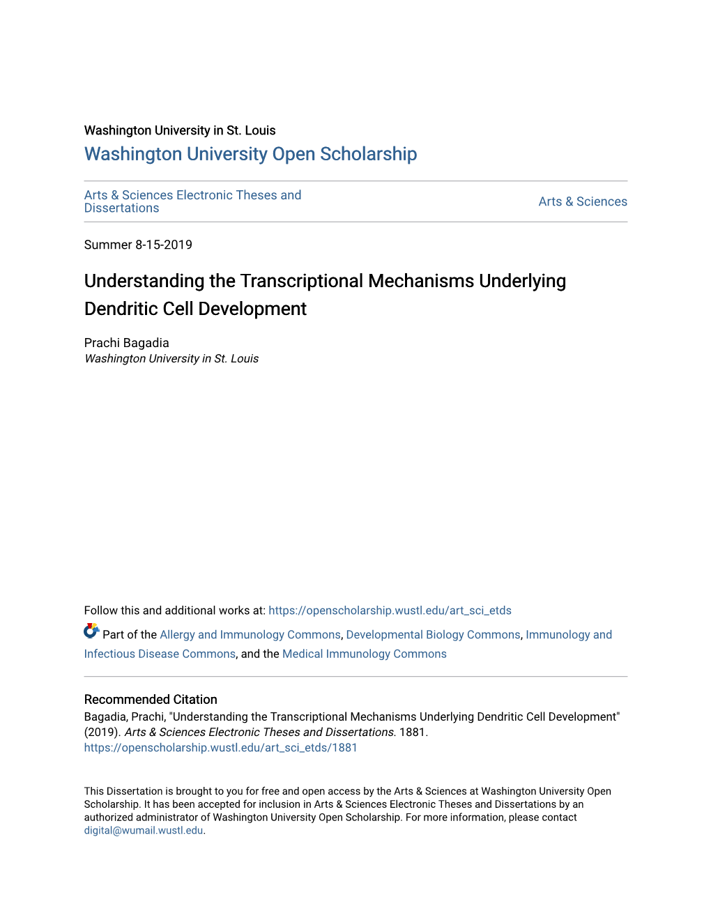 Understanding the Transcriptional Mechanisms Underlying Dendritic Cell Development