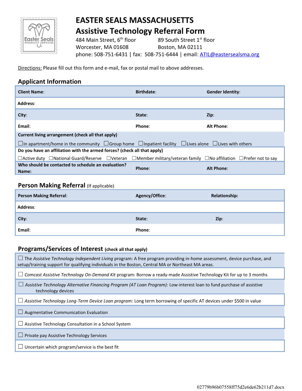 Assistive Technology Referral Form