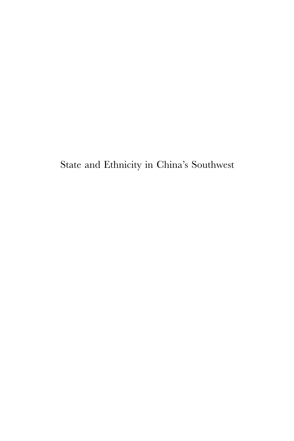 State and Ethnicity in China's Southwest