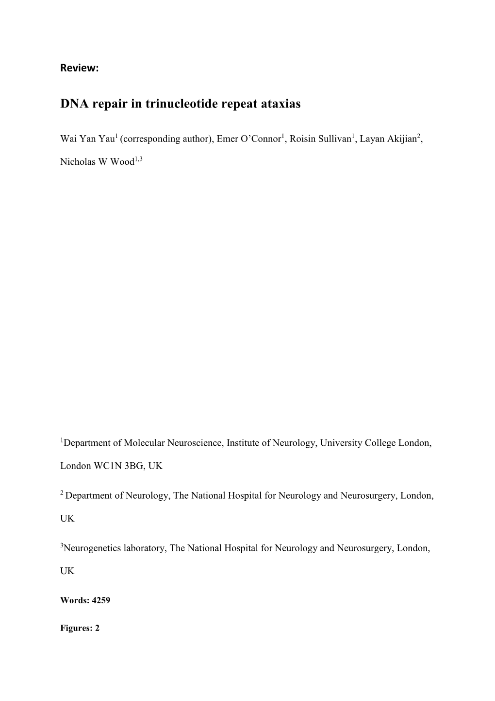 DNA Repair in Trinucleotide Repeat Ataxias