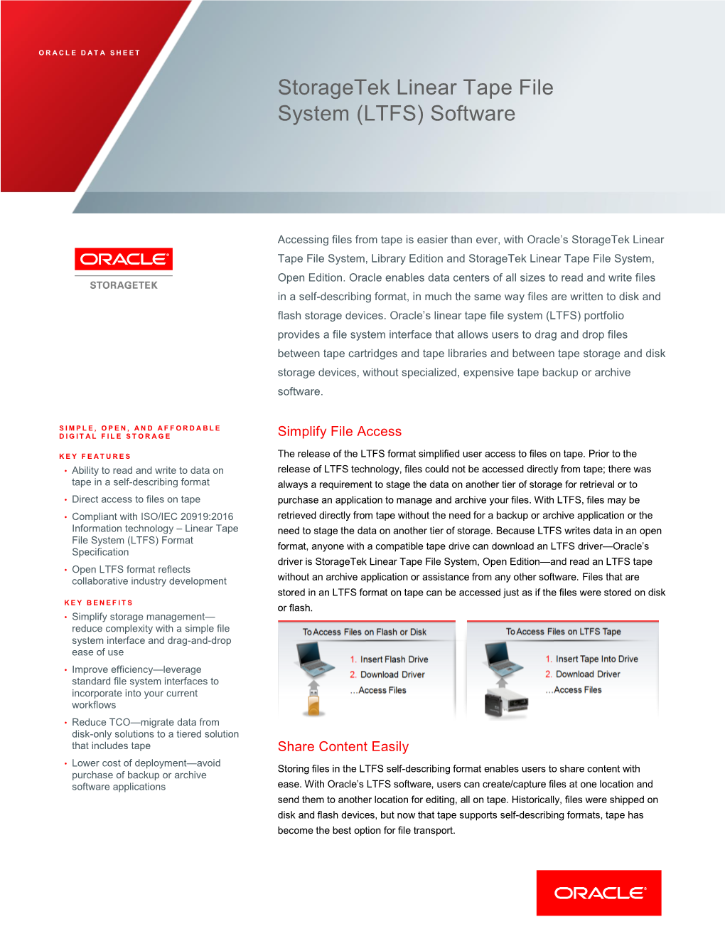Storagetek Linear Tape File System (LTFS) Software