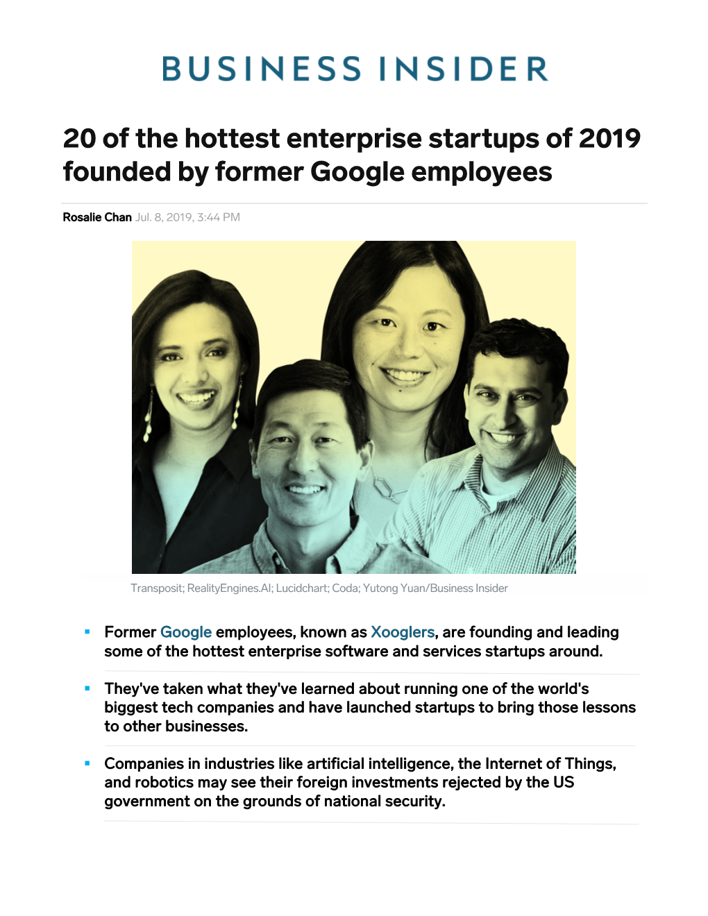 20 of the Hottest Enterprise Startups of 2019 Founded by Former Google Employees