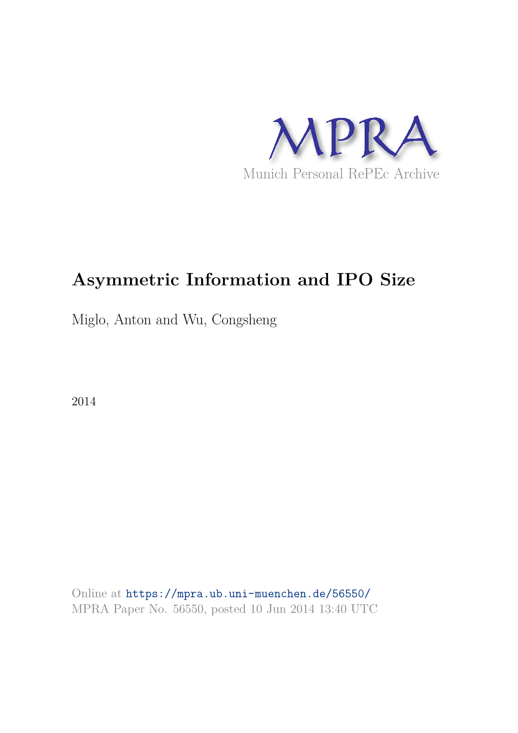 Asymmetric Information and IPO Size