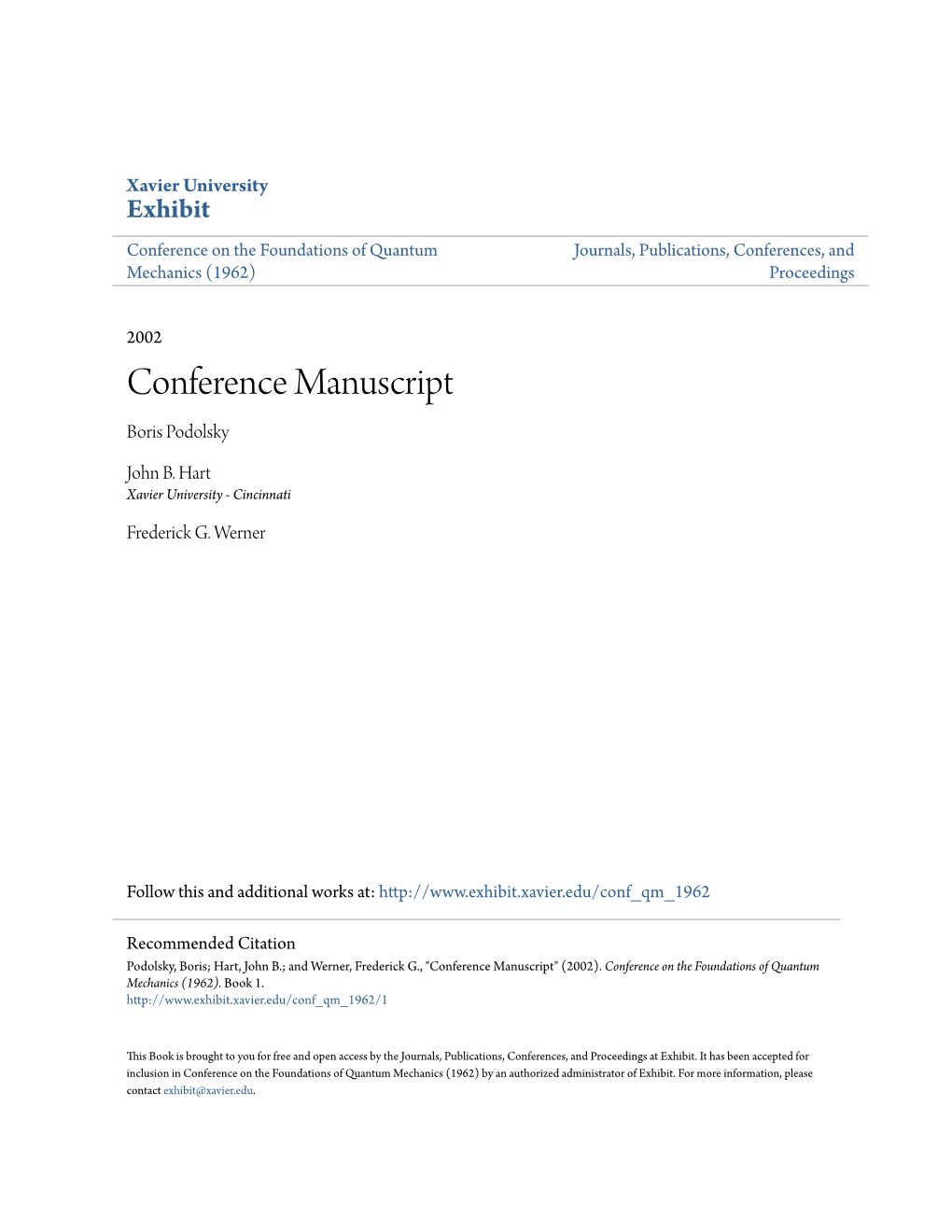 Conference Manuscript Boris Podolsky