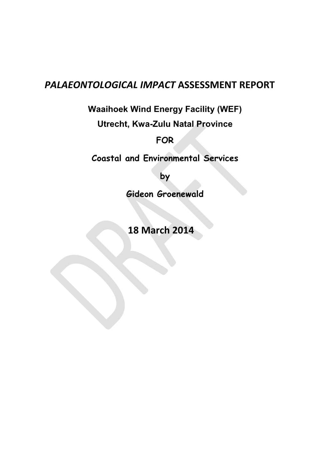 Paleontological Impact Assessment