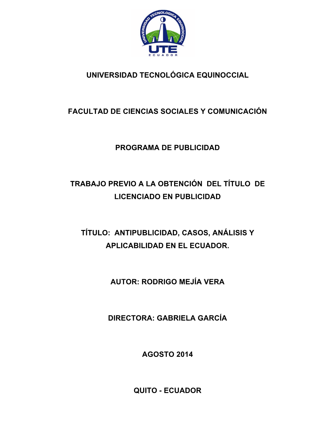 Universidad Tecnológica Equinoccial Facultad De