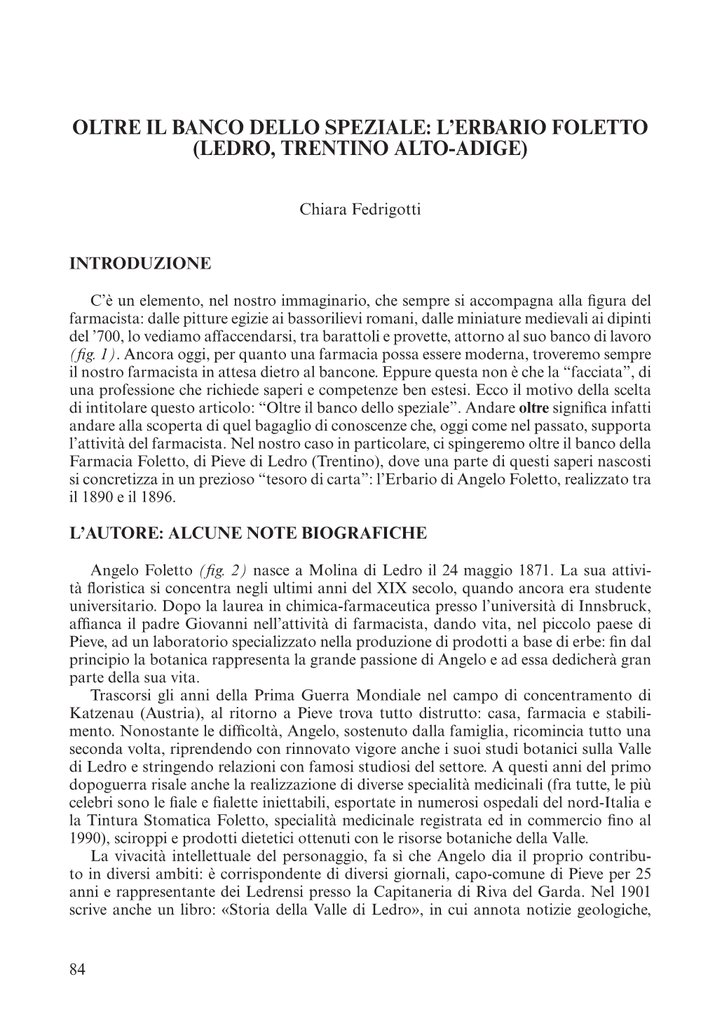 Oltre Il Banco Dello Speziale: L'erbario Foletto