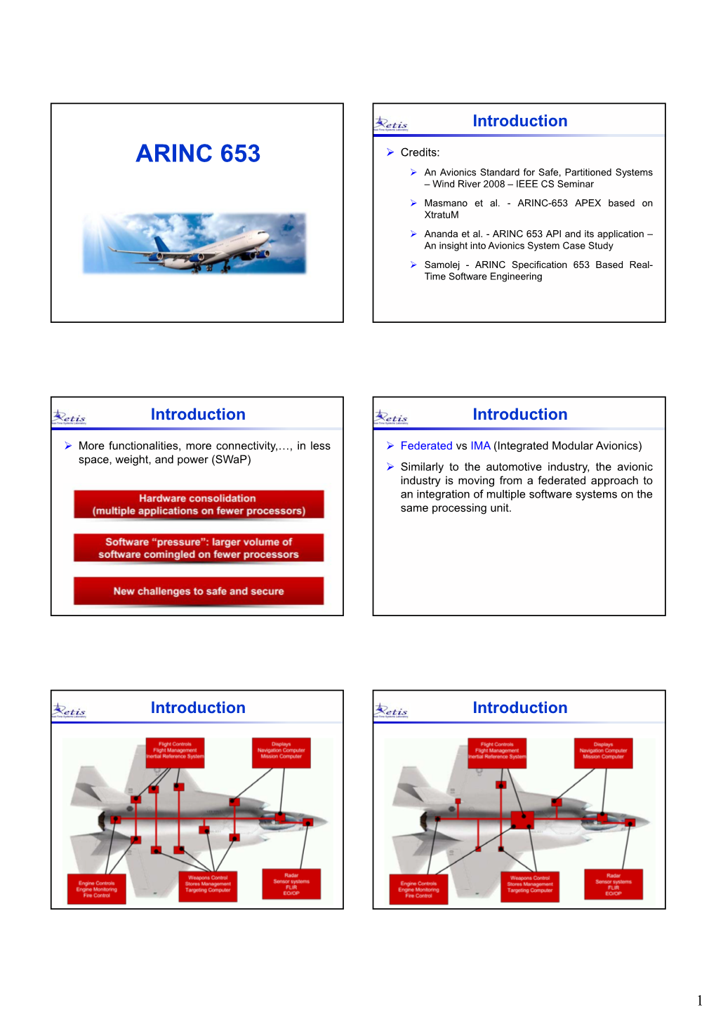 ARINC 653  Credits:  an Avionics Standard for Safe, Partitioned Systems – Wind River 2008 – IEEE CS Seminar  Masmano Et Al