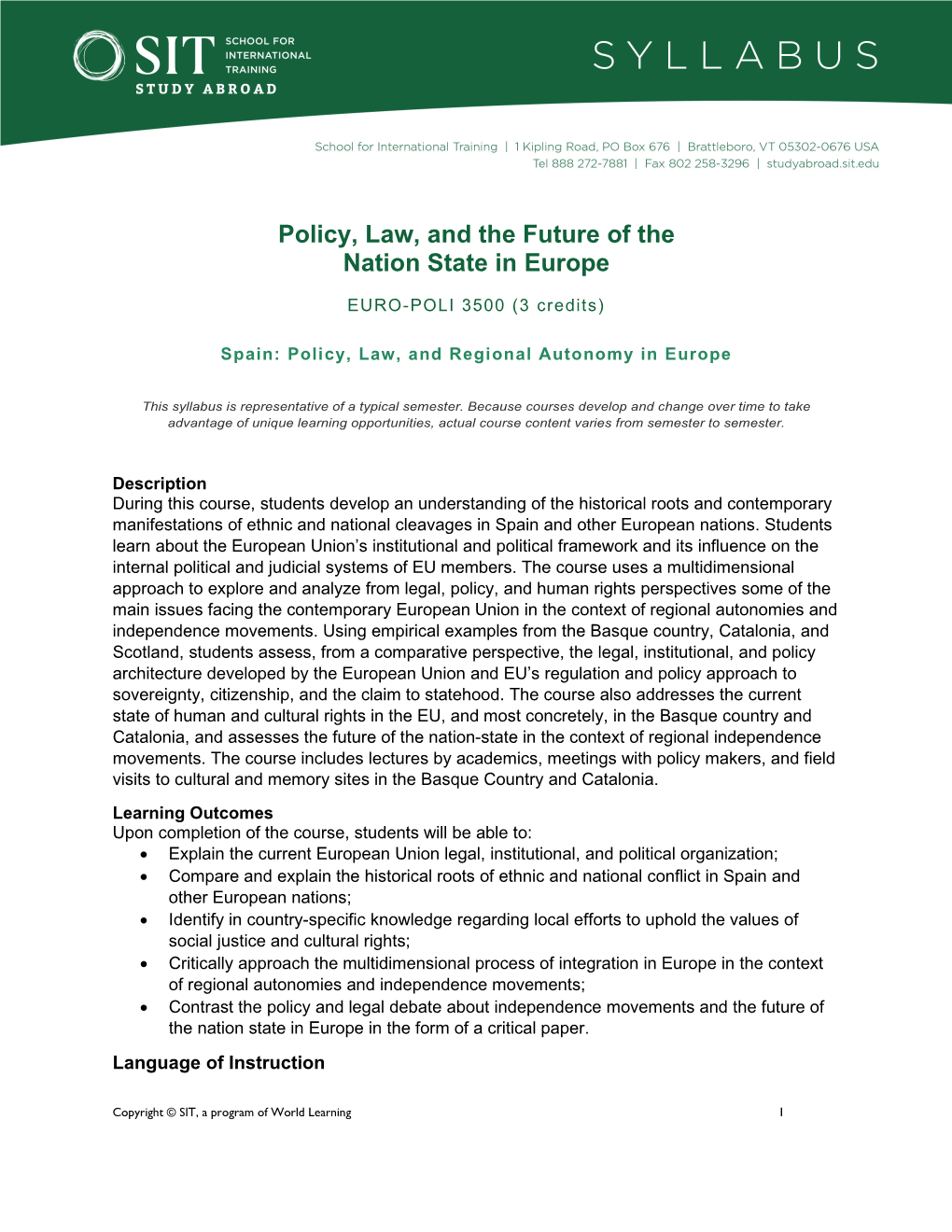 Policy, Law, and the Future of the Nation State in Europe