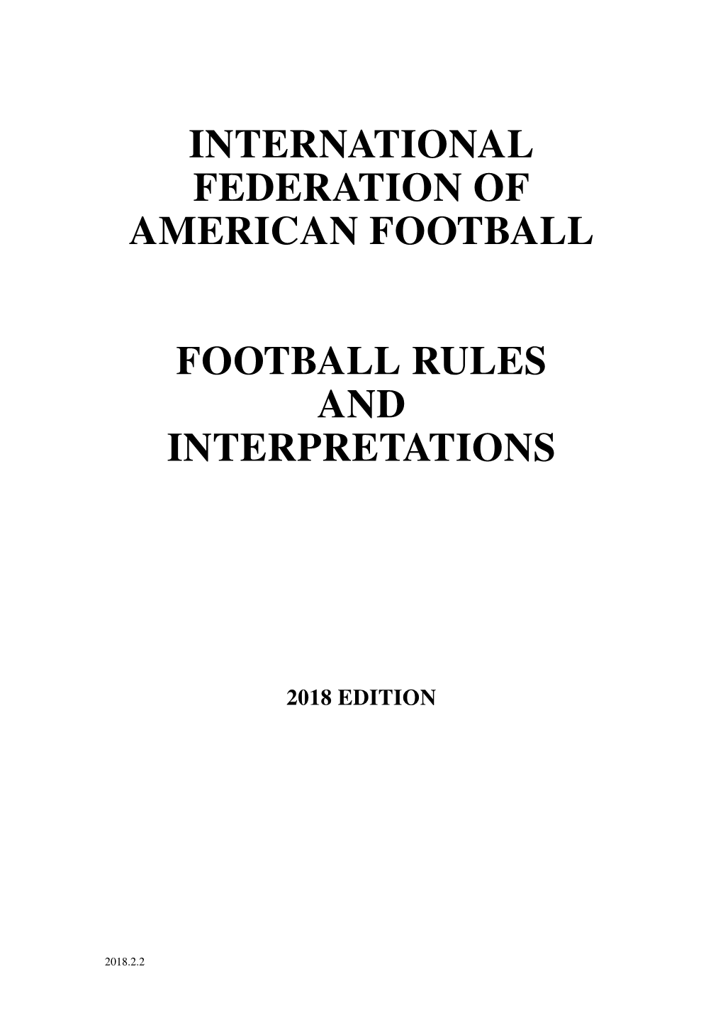 IFAF Rules 2018