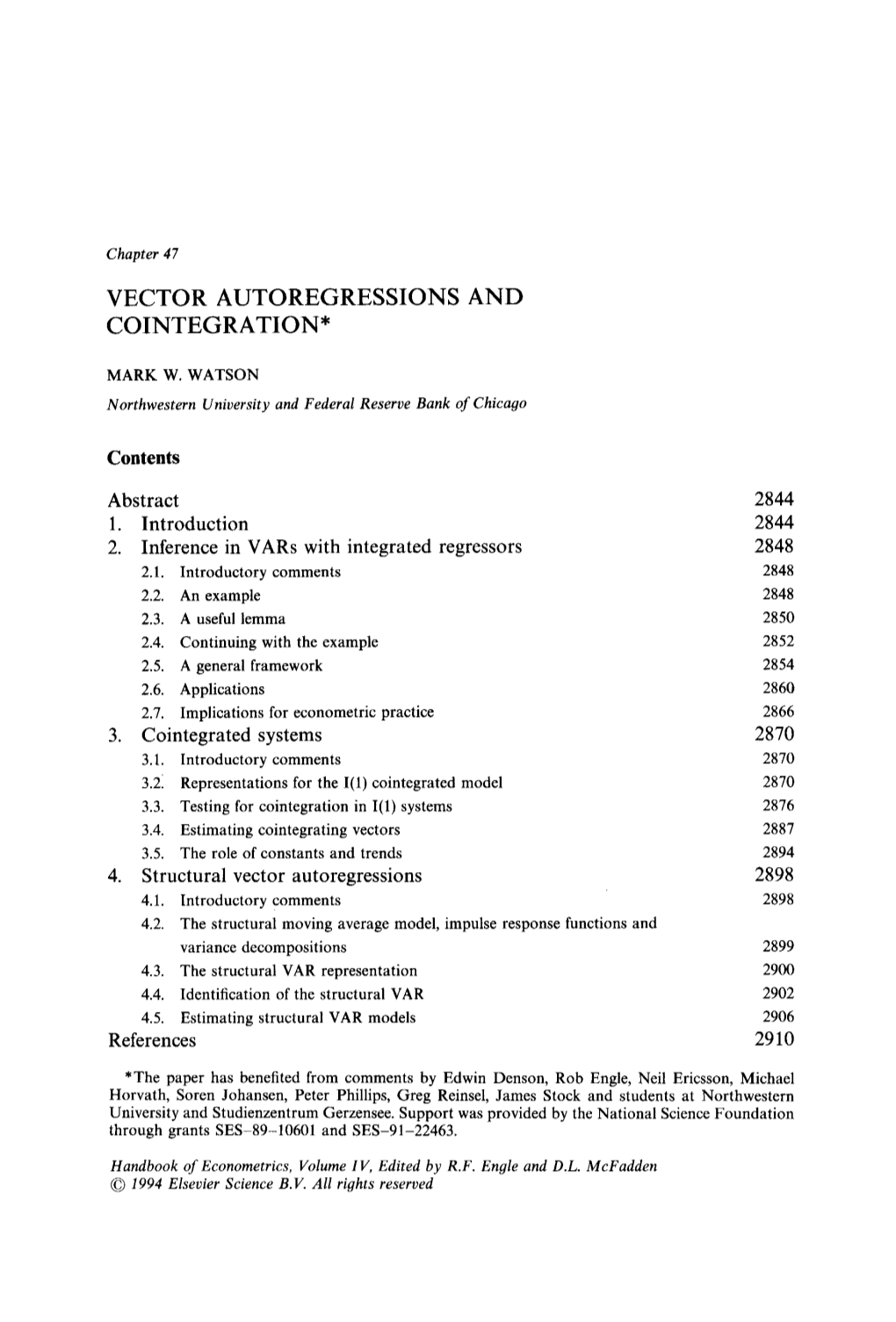 Vector Autoregressions and Cointegration*