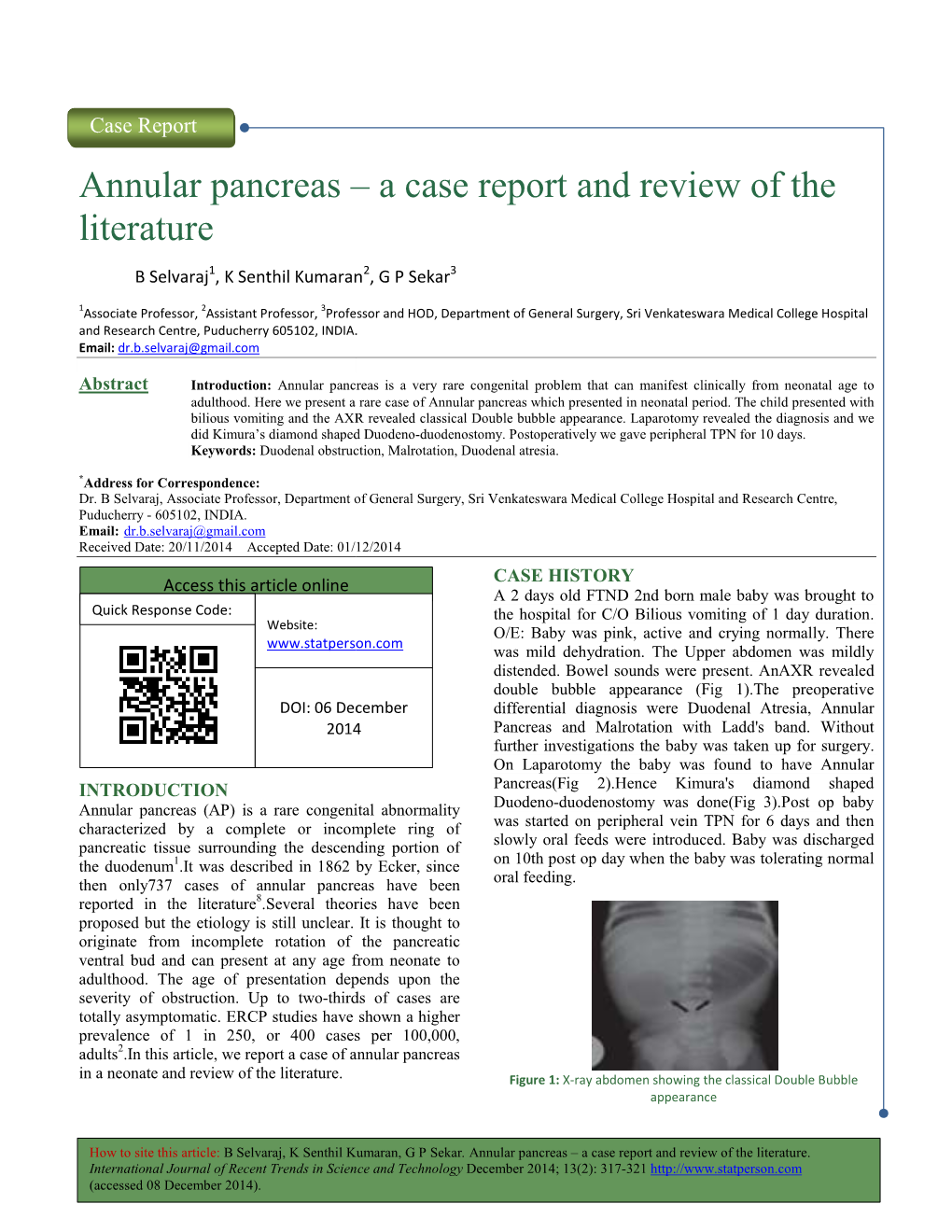 Annular Pancreas – Literature – a Case Report and Review Of