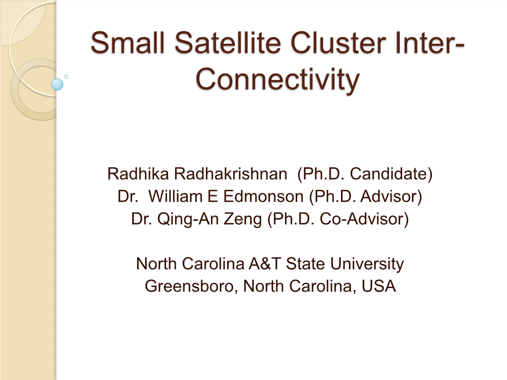 Small Satellite Cluster Inter-Connectivity