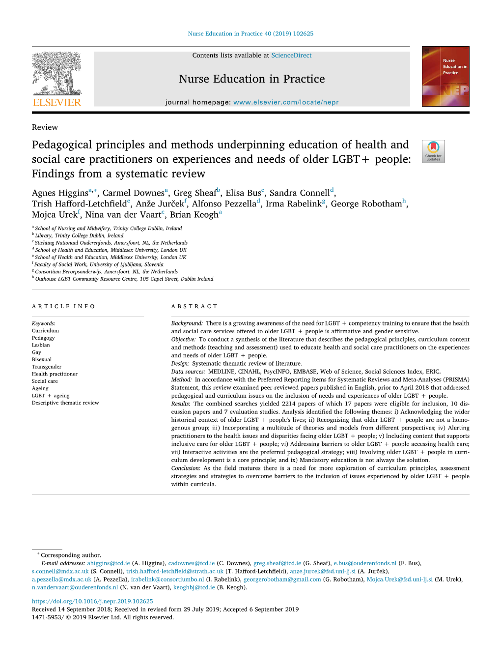 Pedagogical Principles and Methods Underpinning Education of Health