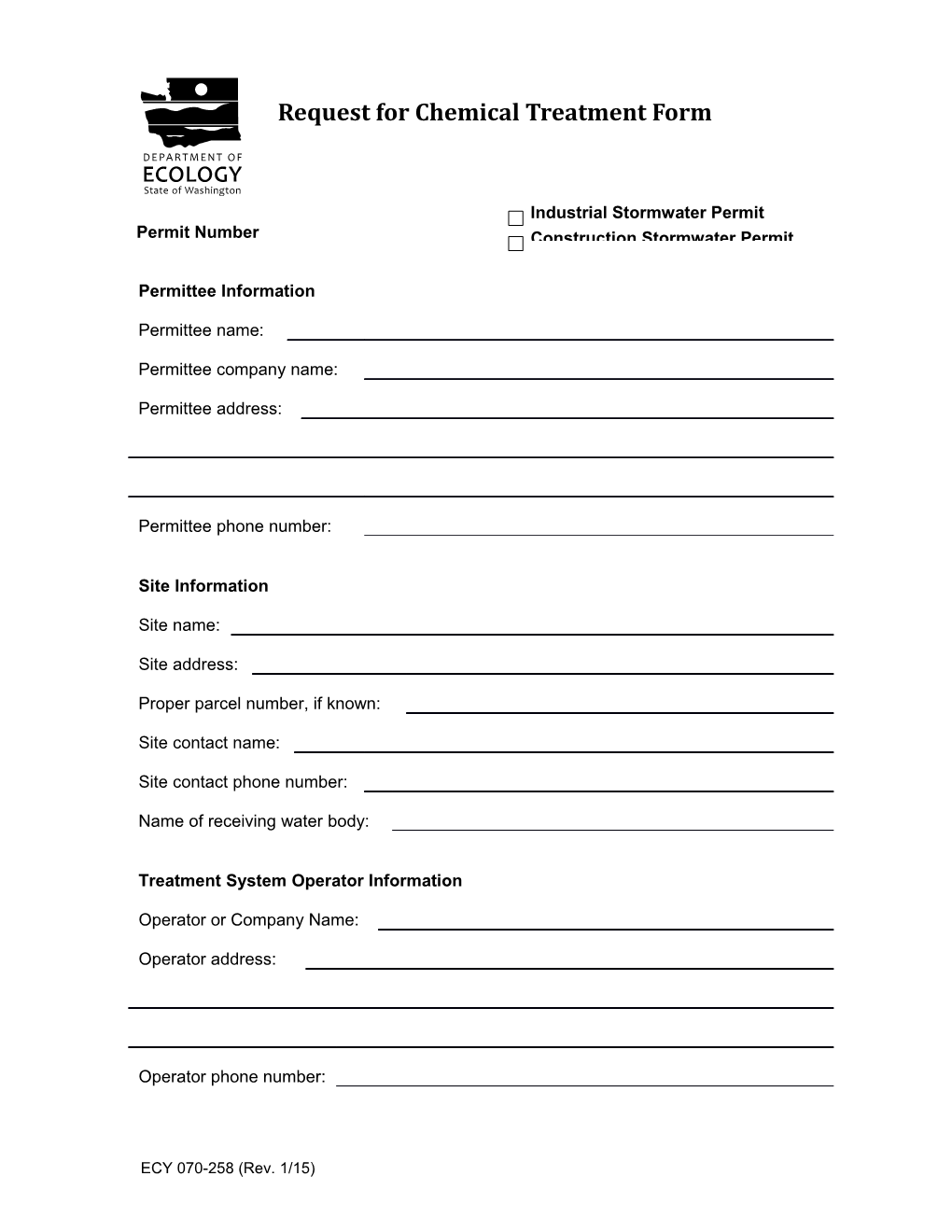 Request for Chemical Treatment Form