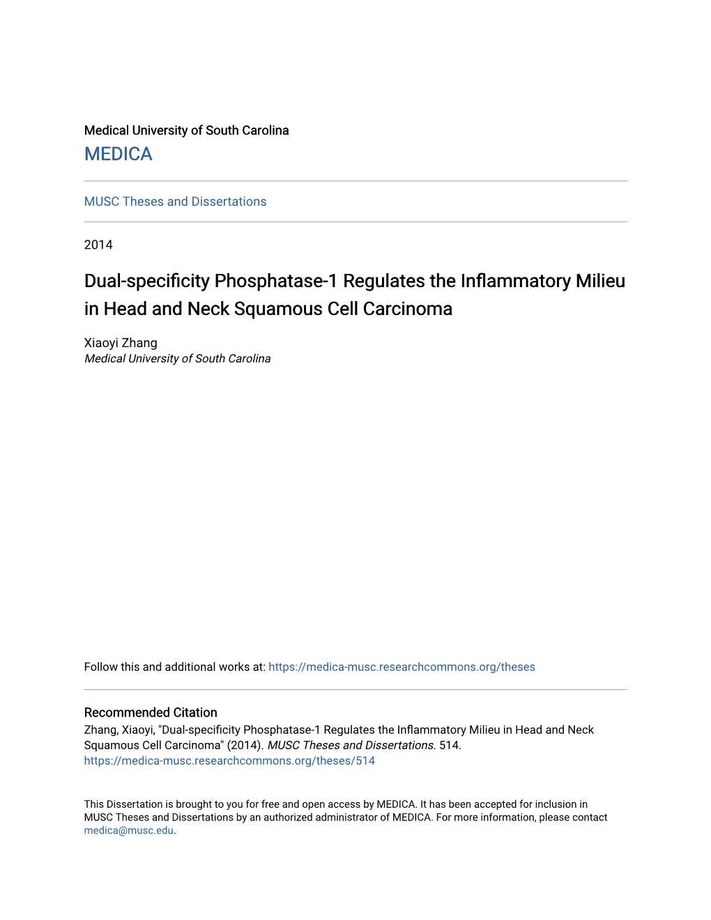 Dual-Specificity Phosphatase-1 Regulates the Inflammatory Milieu in Head and Neck Squamous Cell Carcinoma