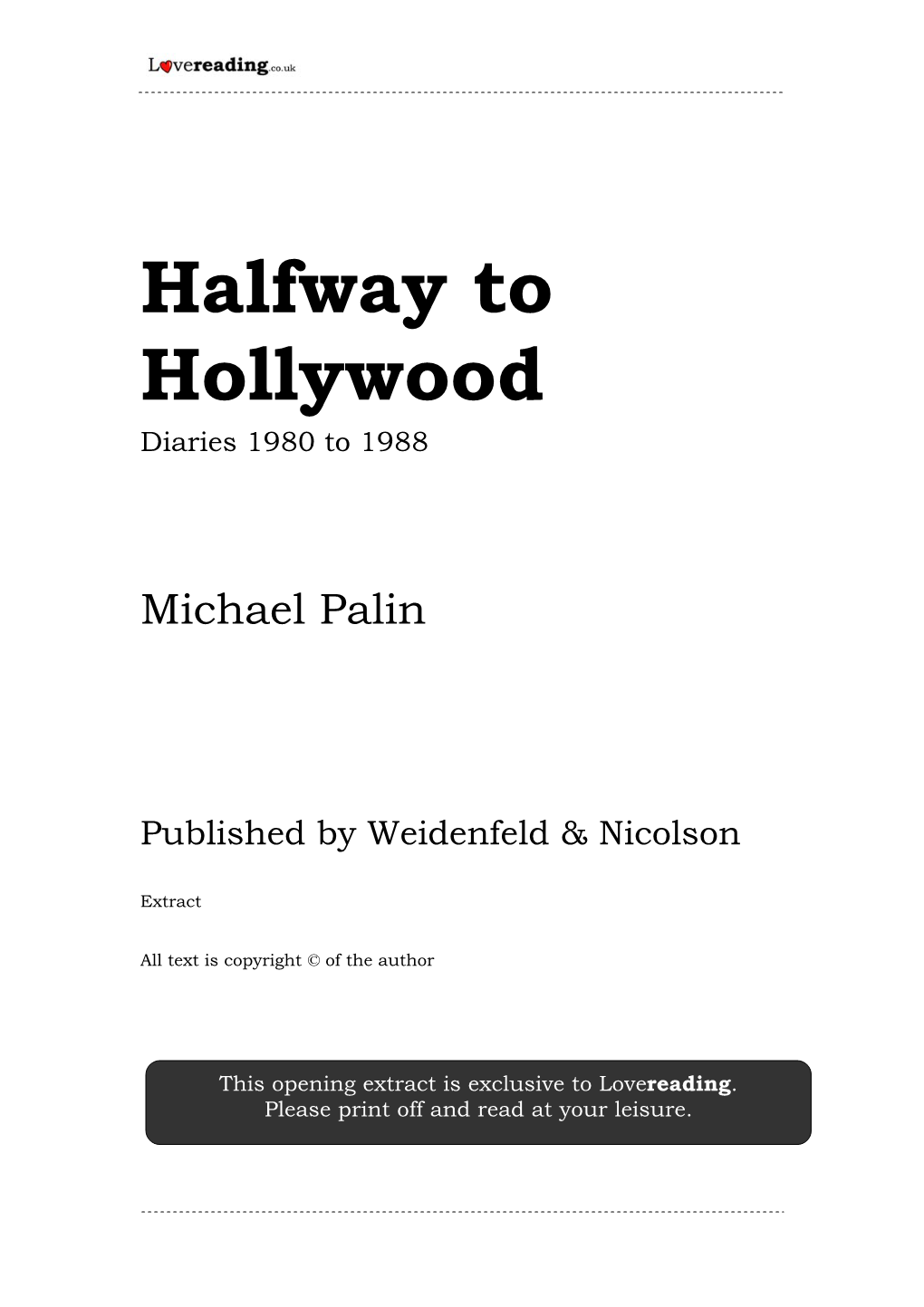 Halfway to Hollywood Diaries 1980 to 1988