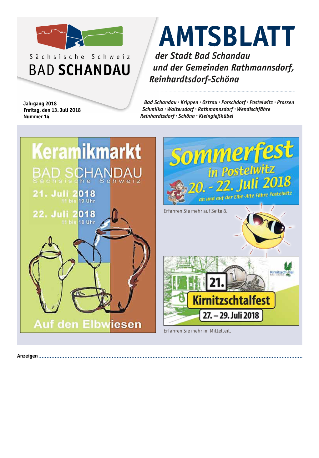 Amtsblatt Der Stadt Bad Schandau Und Der Gemeinden Rathmannsdorf, Reinhardtsdorf-Schöna