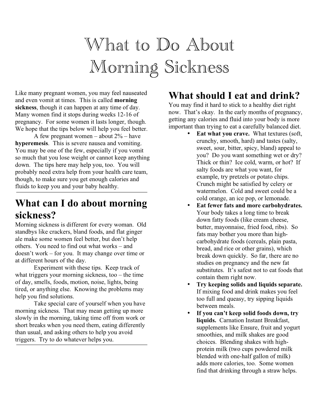 What to Do About Morning Sickness