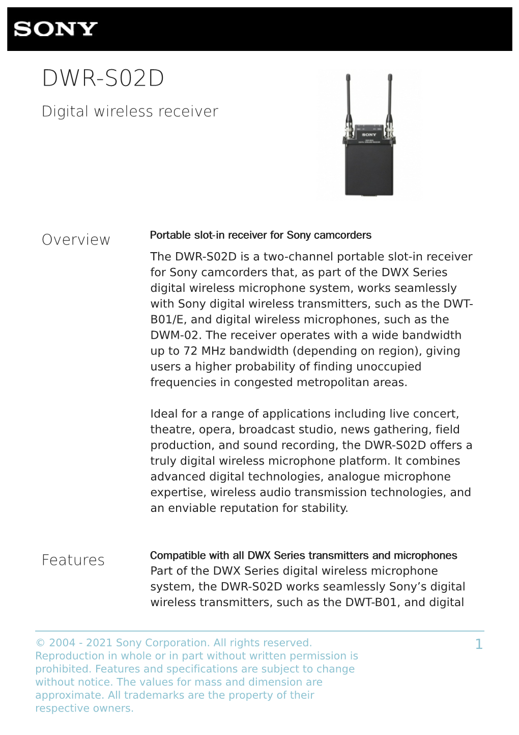 DWR-S02D Digital Wireless Receiver