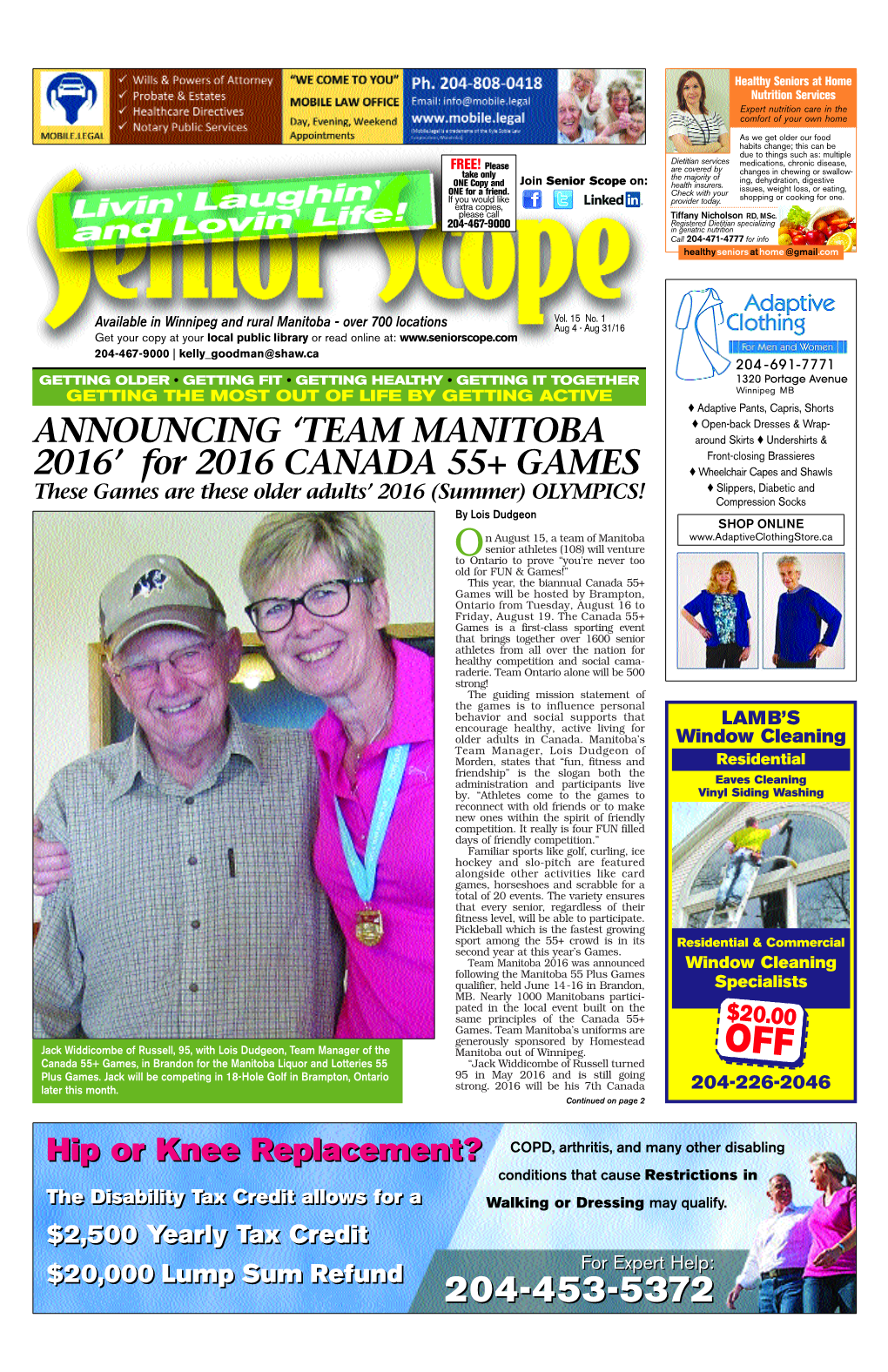 'TEAM MANITOBA 2016' for 2016 CANADA 55+ GAMES