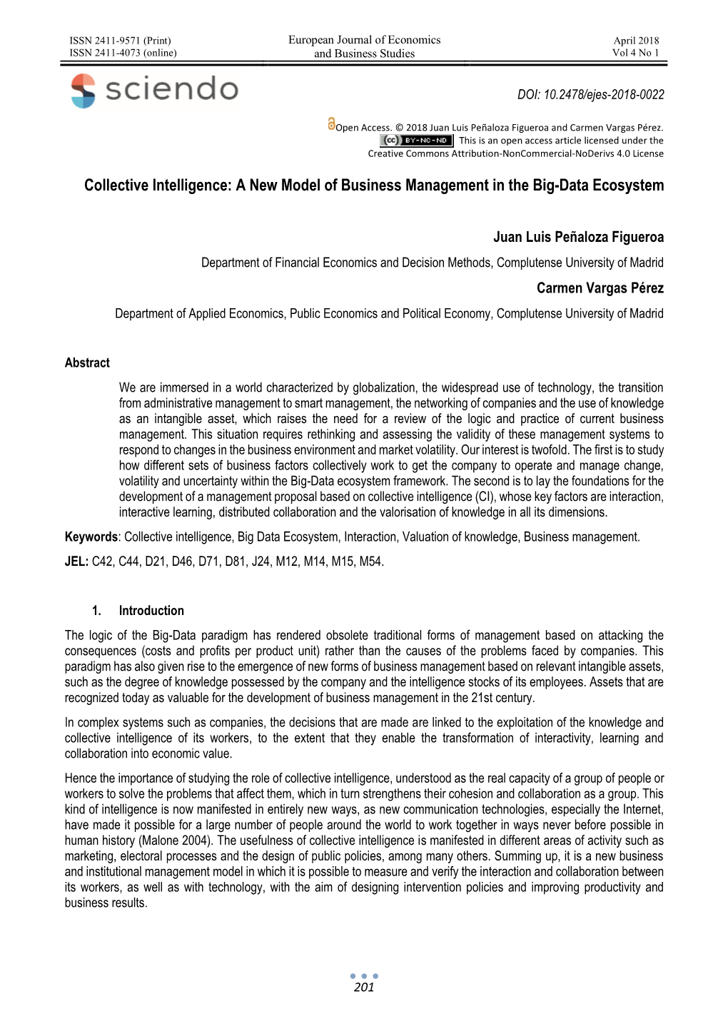 Collective Intelligence: a New Model of Business Management in the Big-Data Ecosystem