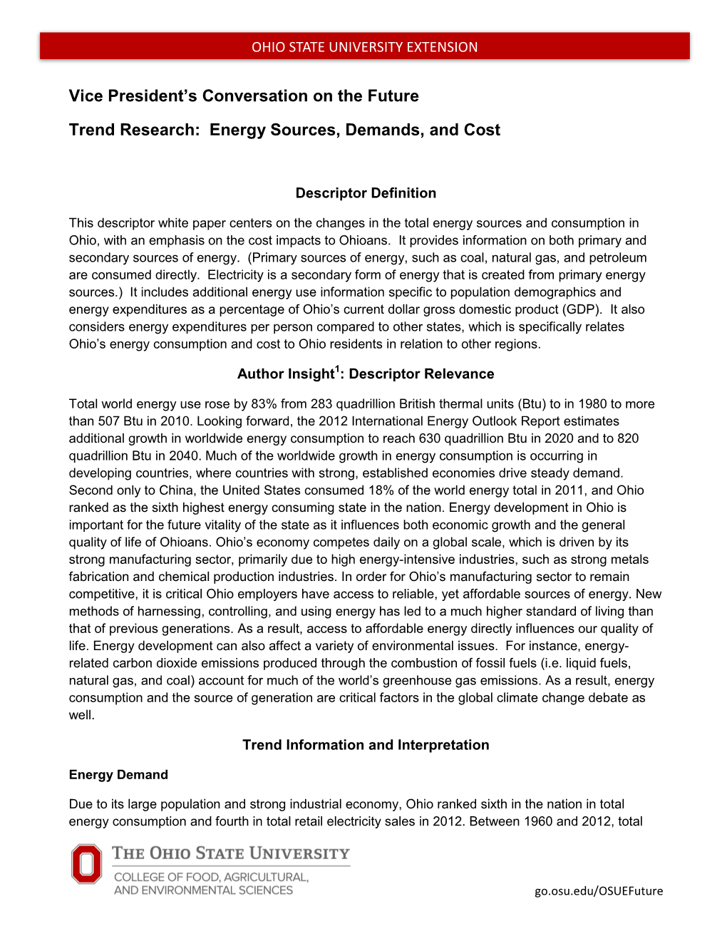 Energy Sources, Demands, and Cost