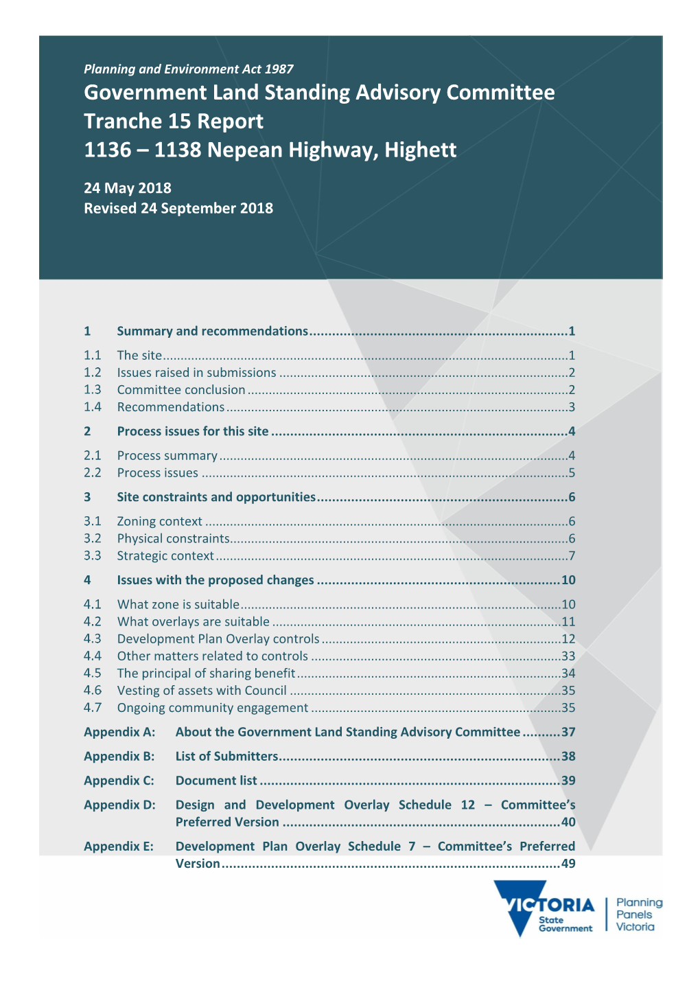 Government Land Standing Advisory Committee Tranche 15 Report 1136 – 1138 Nepean Highway, Highett