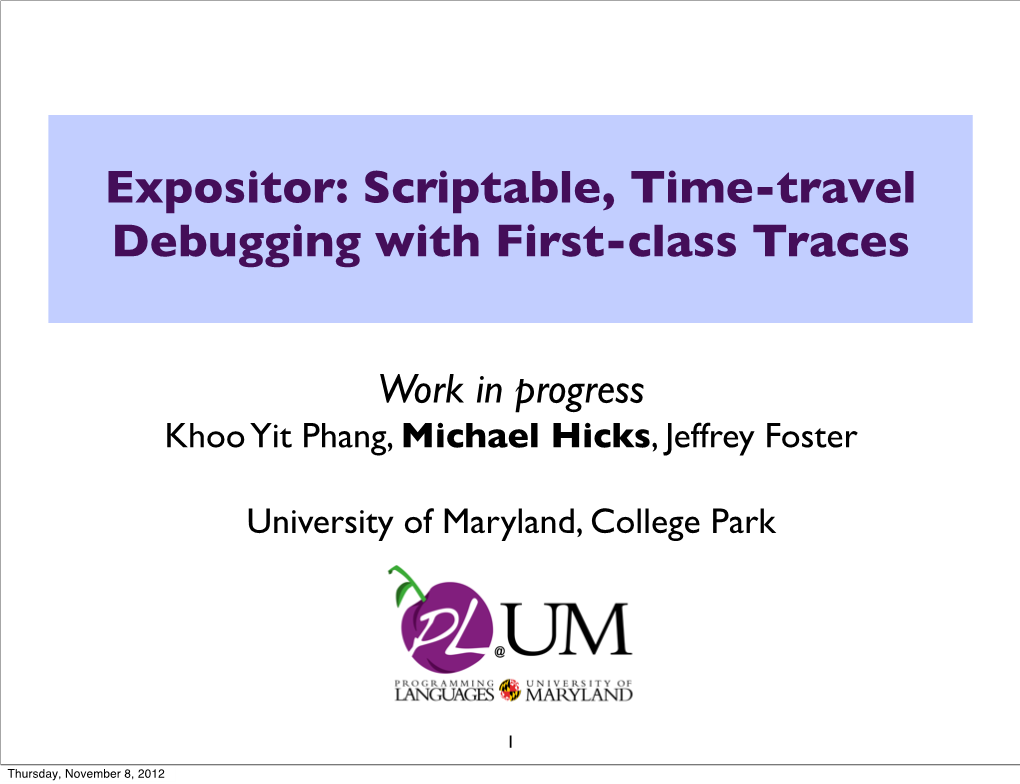 Expositor: Scriptable, Time-Travel Debugging with First-Class Traces