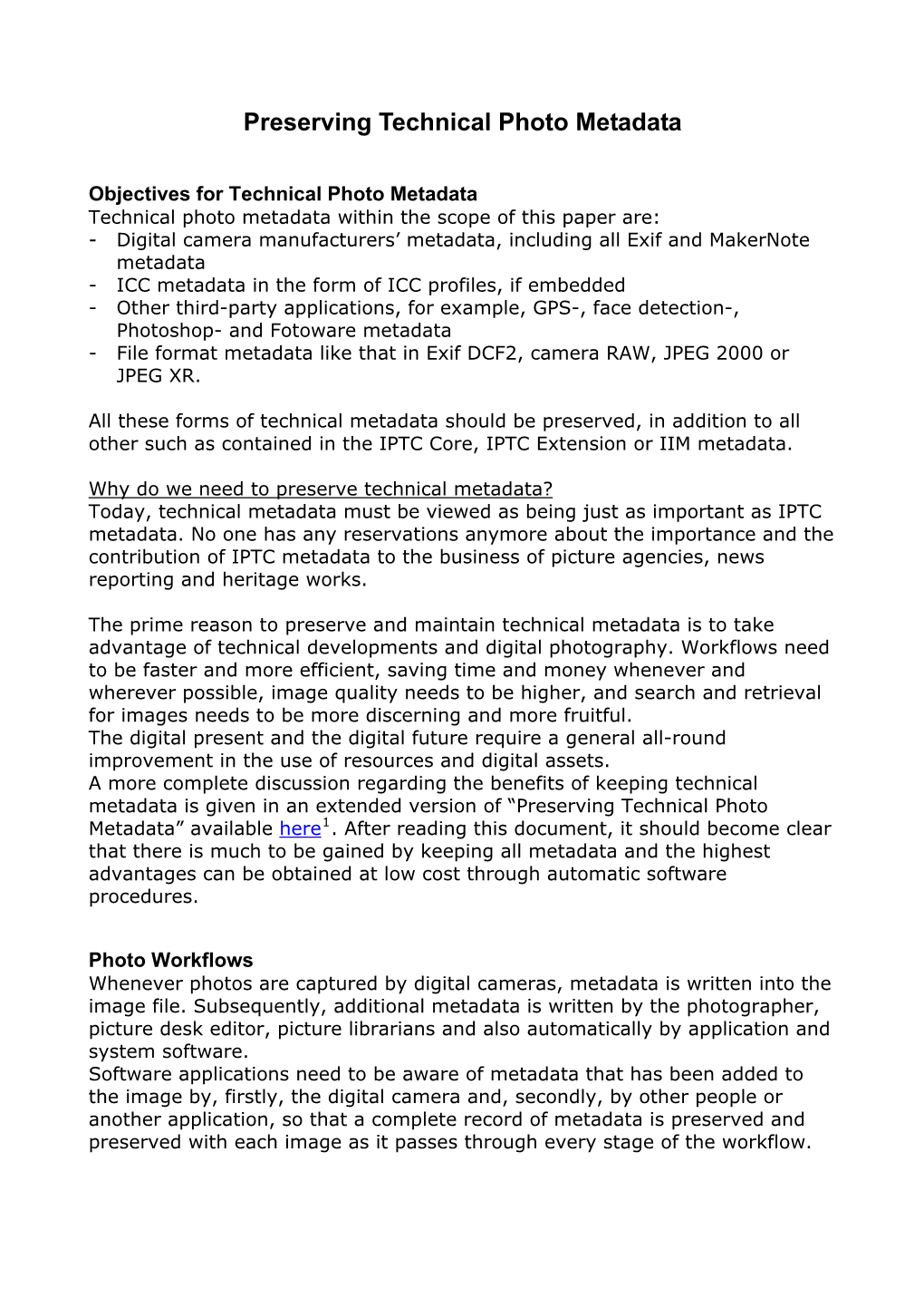 Preserving Technical Photo Metadata