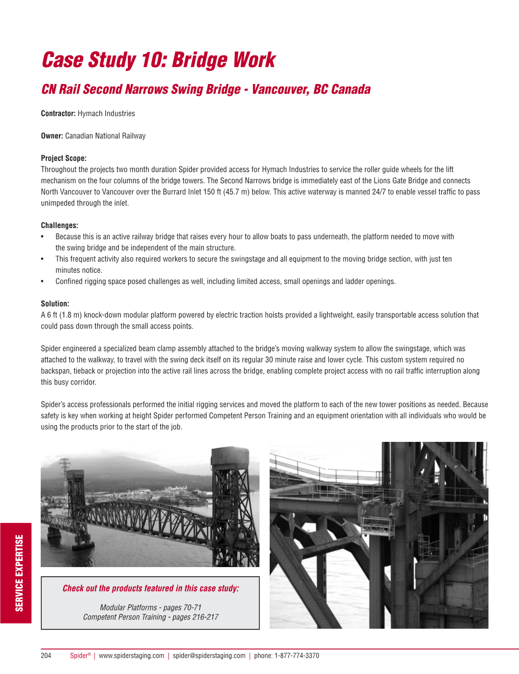 Case Study 10: Bridge Work CN Rail Second Narrows Swing Bridge - Vancouver, BC Canada