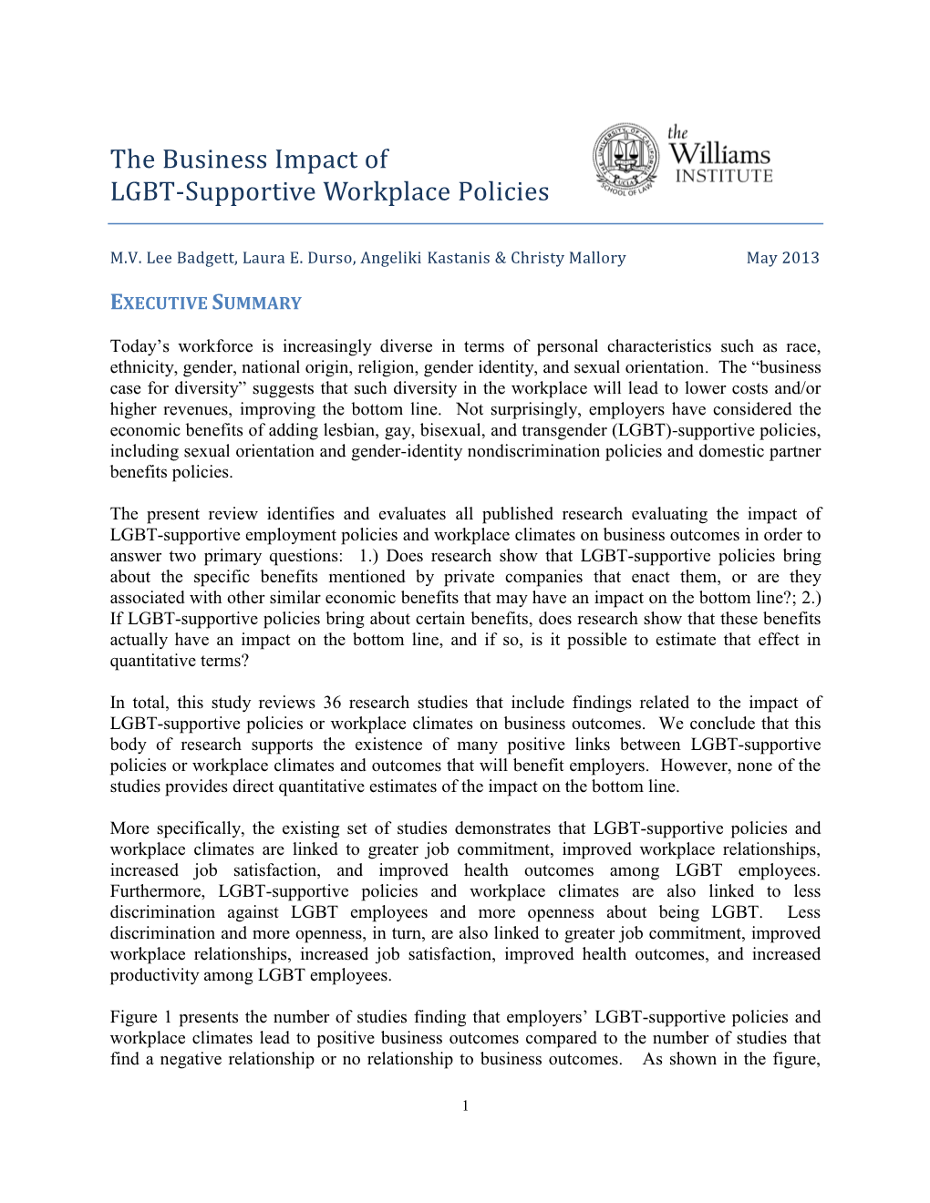 The Business Impact of LGBT-Supportive Workplace Policies