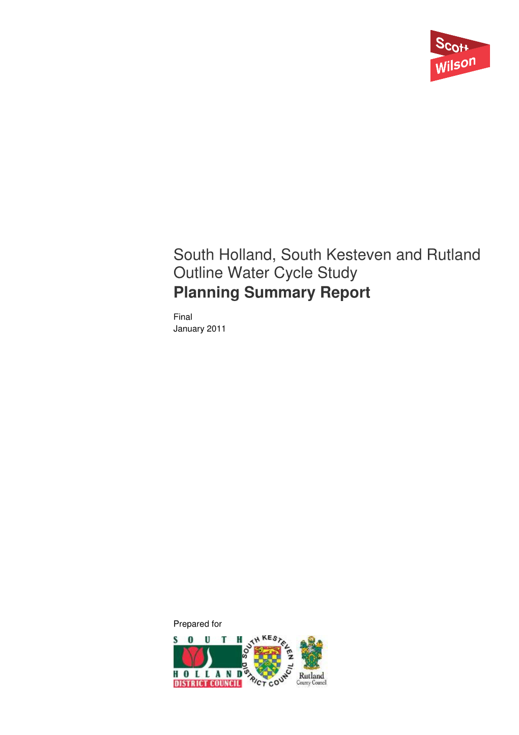 South Holland, South Kesteven and Rutland Outline Water Cycle Study Planning Summary Report