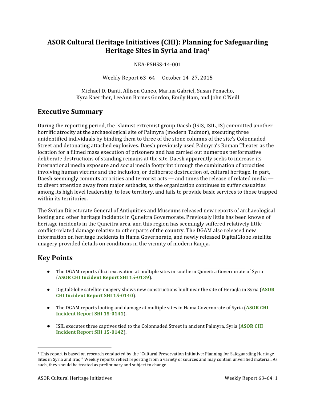 ASOR Cultural Heritage Initiatives (CHI): Planning for Safeguarding Heritage Sites in Syria and Iraq1