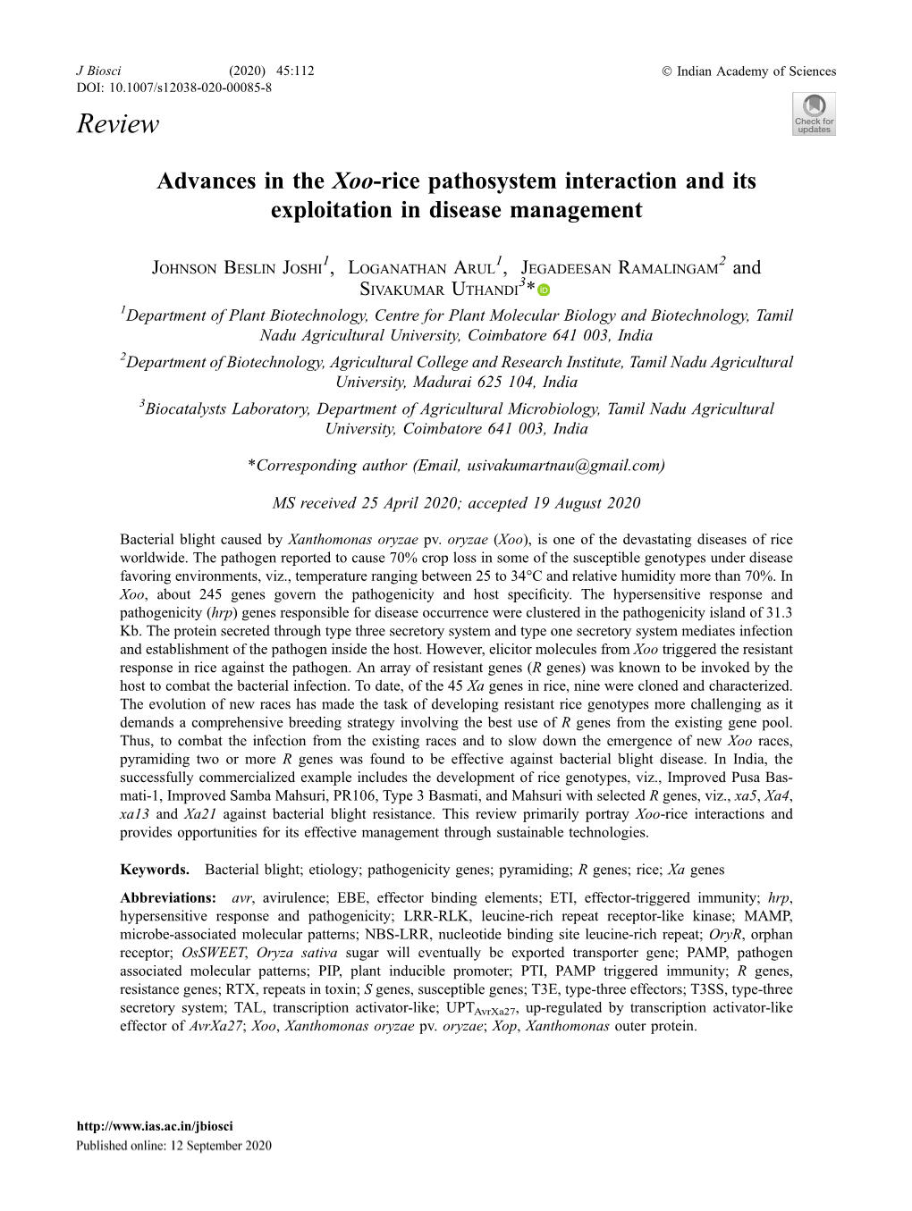 Advances in the Xoo-Rice Pathosystem Interaction and Its Exploitation in Disease Management