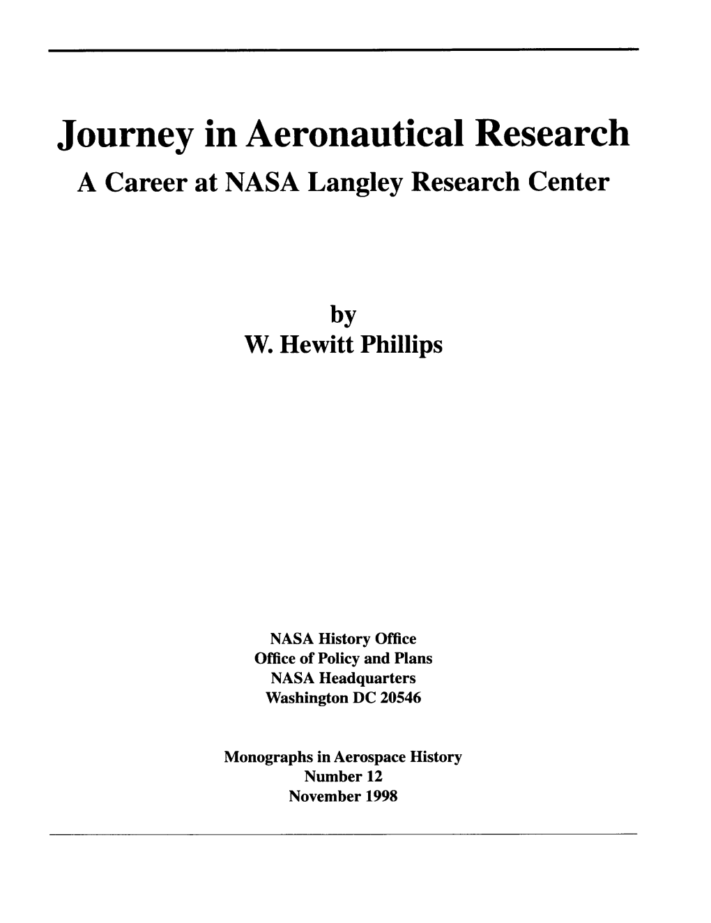 Journey in Aeronautical Research