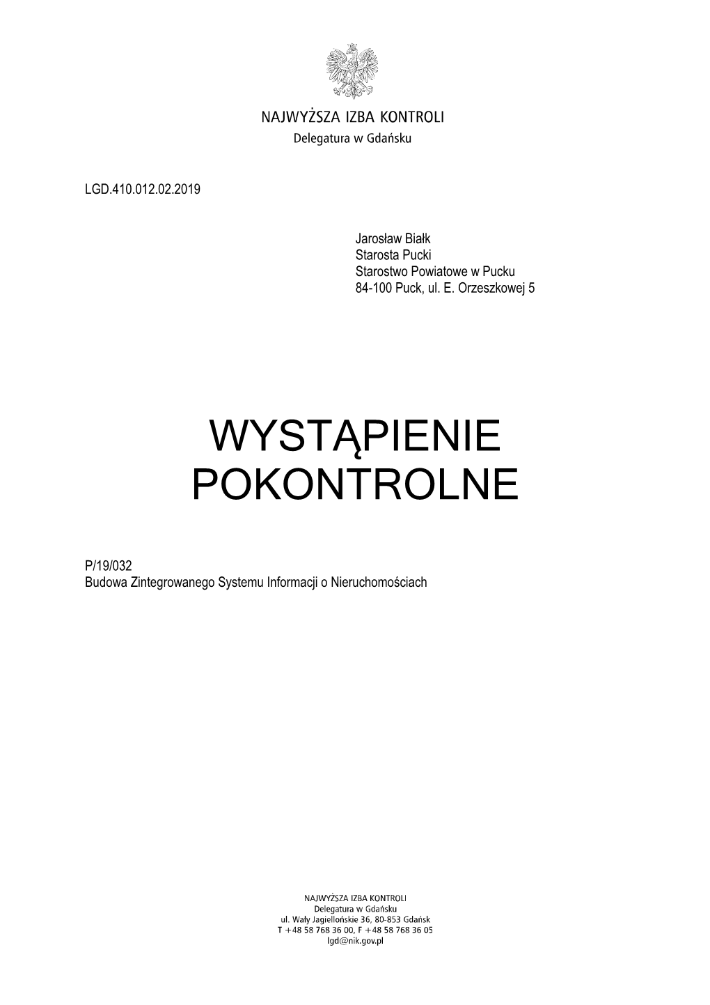 Wystąpienie Pokontrolne