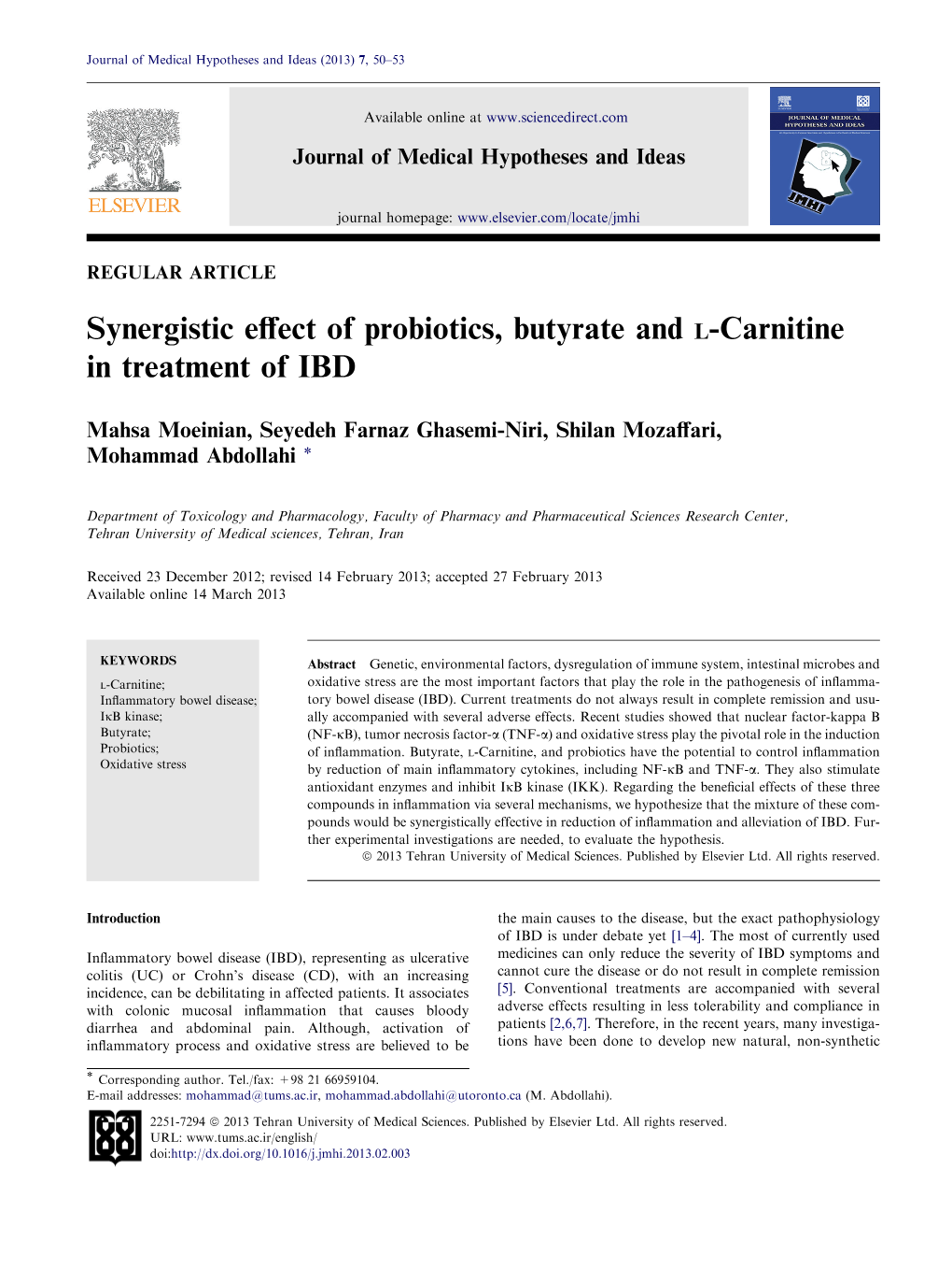 Synergistic Effect of Probiotics, Butyrate and L
