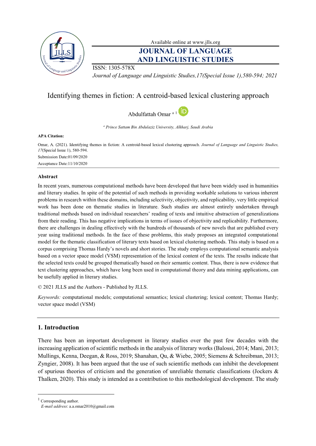 Identifying Themes in Fiction: a Centroid-Based Lexical Clustering Approach